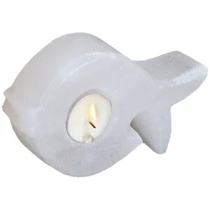 شمعدان سنگ نمک طب سنگ طرح جاشمعی ماهی کد TC-40121