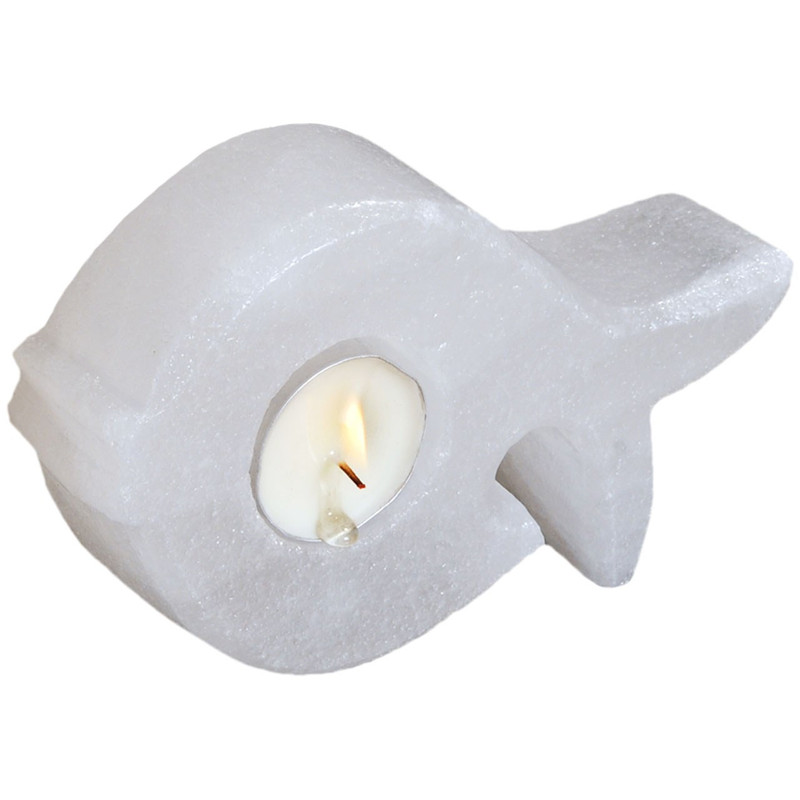 شمعدان سنگ نمک طب سنگ طرح جاشمعی ماهی کد TC-40121