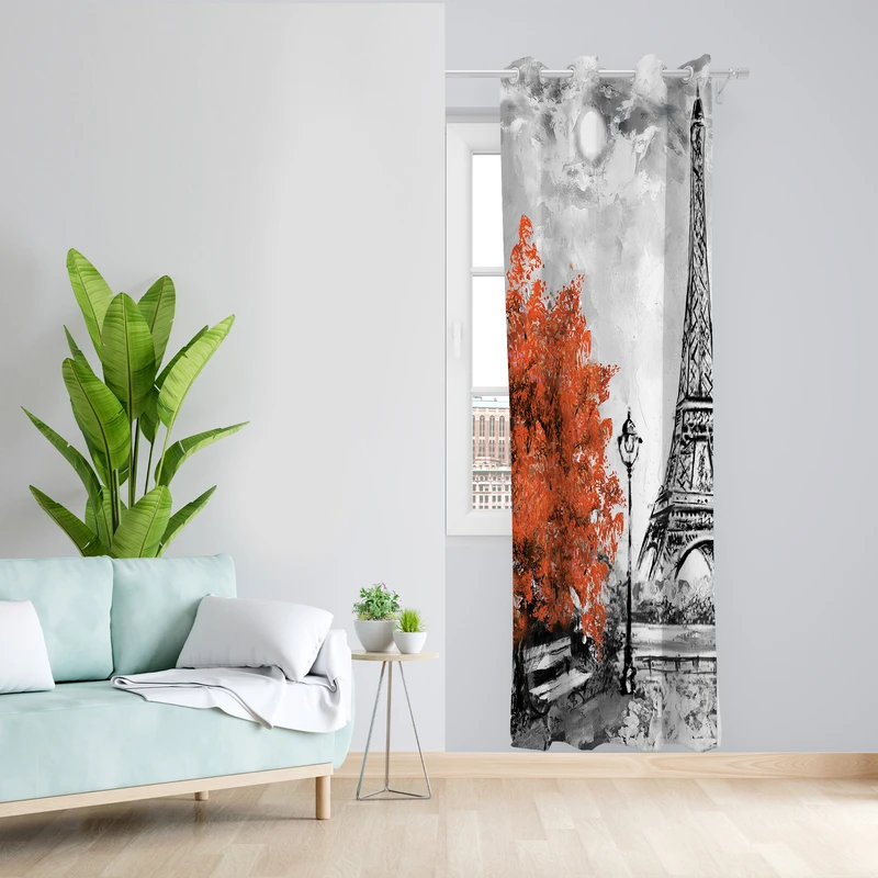 پرده طرح ایفل مدل مخمل پانچی کد L 351 Z سایز 140x200 سانتی متر