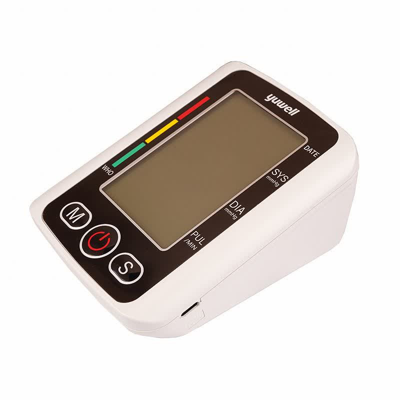 فشارسنج بازویی دیجیتال یوول مدل YE210B با صفحه نمایش LCD چند رنگ بزرگ، امکان اندازه‌گیری فشار خون و ضربان قلب، حافظه بالای 99 رکورد، اعلان صوتی فارسی، منبع تغذیه برق و باتری و کابل USB تایپ C