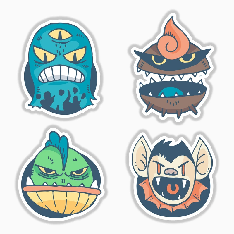 استیکر لپ تاپ و موبایل بووم طرح هیولا کد MR69 مجموعه 4 عددی