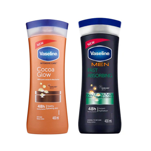 لوسیون بدن وازلین مدل Cocoa Glow حجم 400 میلی لیتر به همراه لوسیون بدن وازلین مدل Fast Absorbing حجم 400 میلی لیتر لوسیون بدن وازلین مدل Cocoa Glow حجم 400 میلی لیتر به همراه لوسیون بدن وازلین مدل Fast Absorbing حجم 400 میلی لیتر