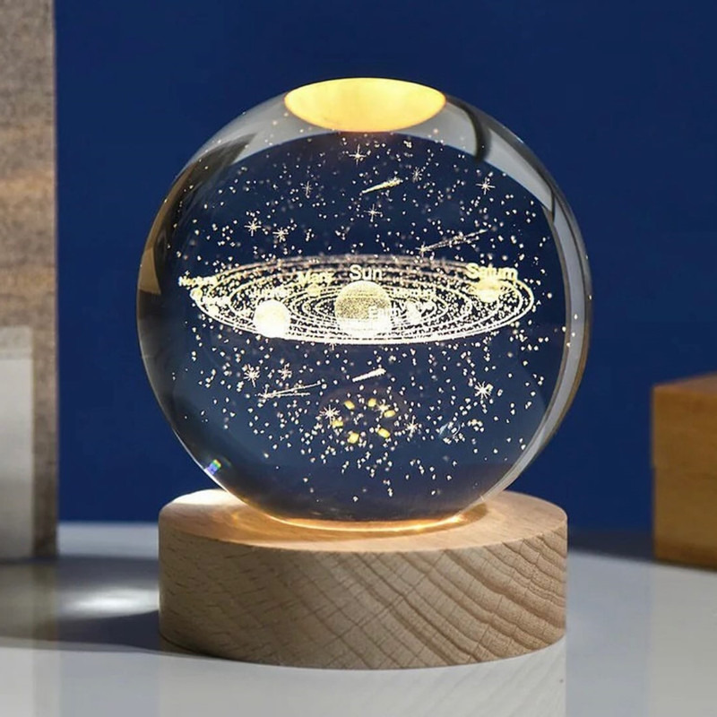 چراغ خواب مدل گوی کریستالی منظومه شمسی 3D