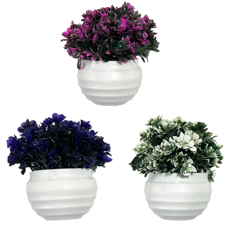 گلدان به همراه گل مصنوعی مدل k16 مجموعه 3 عددی