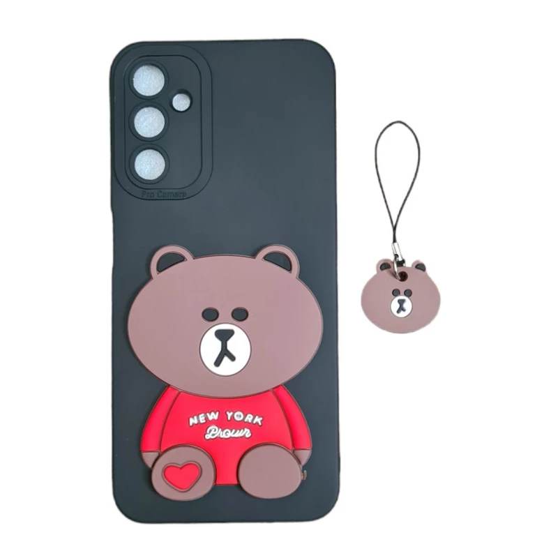 کاور مدل سیلیکونی طرح خرس کد 734 مناسب برای گوشی موبایل سامسونگ Galaxy A24 به همراه بند آویز
