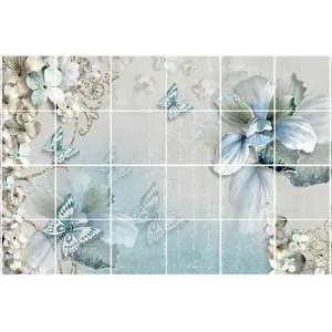  تایل سقفی آسمان مجازی طرح گل و پروانه کد 3D1303-24 سایز 60x60 سانتی متر مجموعه 24 عددی 