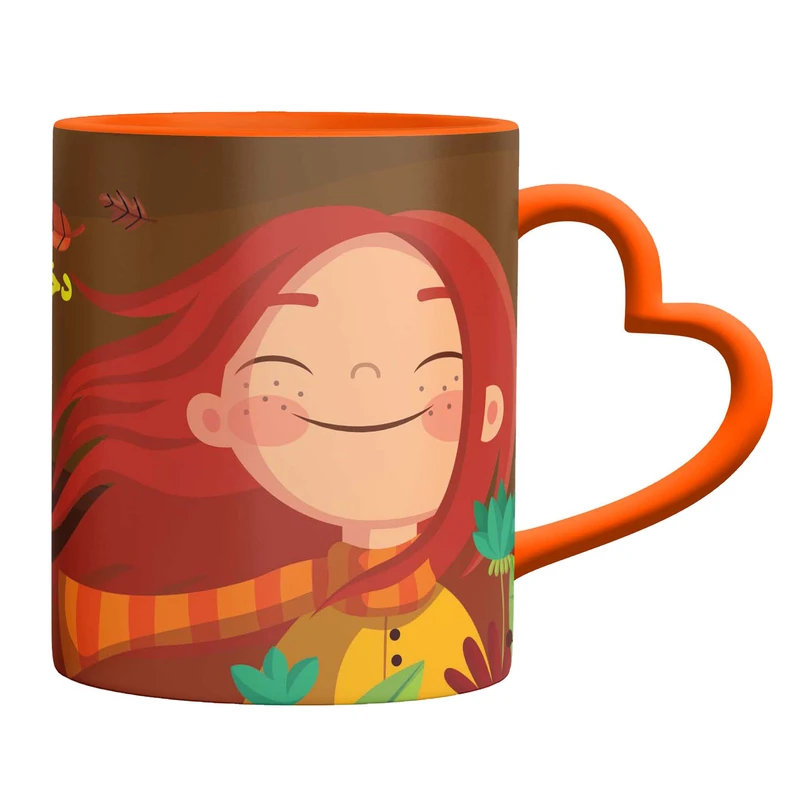 ماگ مدل دختر آبان ماهی دسته قلبی کد 9266