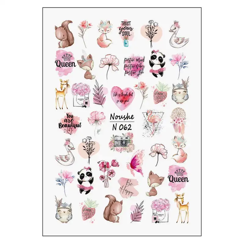 برچسب لنز ناخن مدل کیوت کد N62-63-71-72 مجموعه 4 عددی