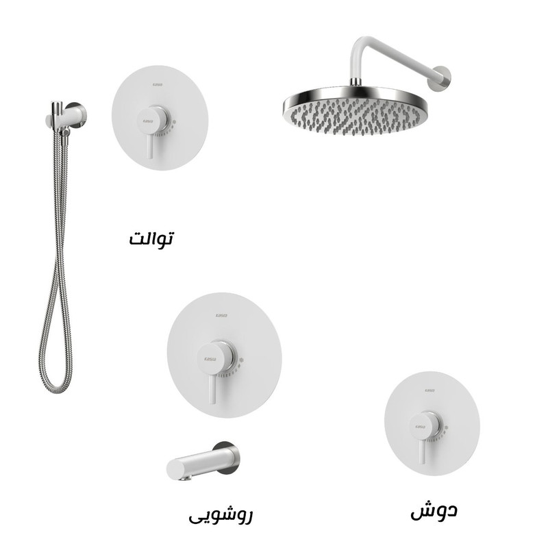 ست شیرآلات کسری مدل کویین توکار مجموعه 6 عددی