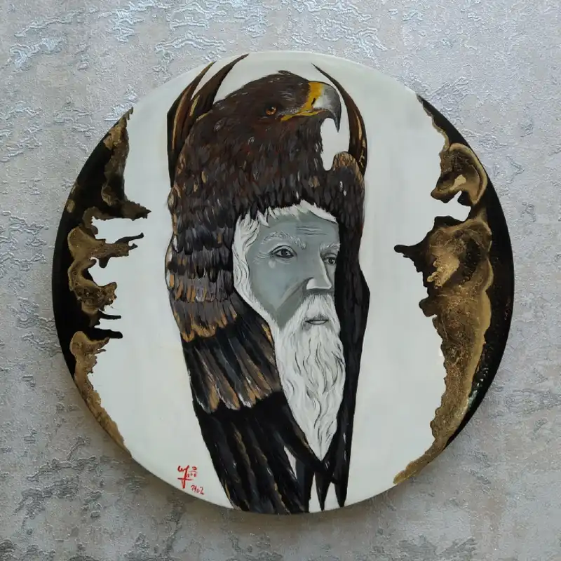 بشقاب دیوارکوب سفالی طرح عقاب مدل قدرت تفکر