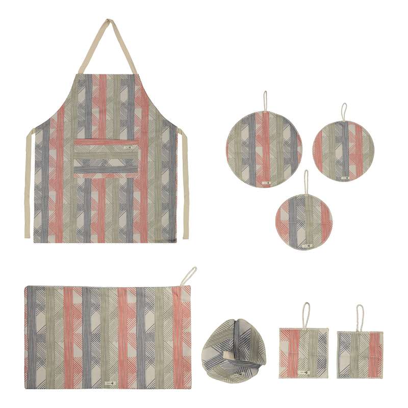 ست لوازم پارچه ای آشپزخانه 7 پارچه نمک مدل چشمه