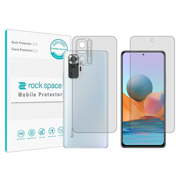 محافظ صفحه نمایش شفاف راک اسپیس مدل HyGEL مناسب برای گوشی موبایل  شیائومی Redmi Note10 Pro (Global Version)  به همراه محافظ پشت
