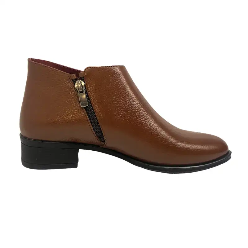 نیم بوت زنانه سرزمین چرم مدل 5261 رنگ عسلی