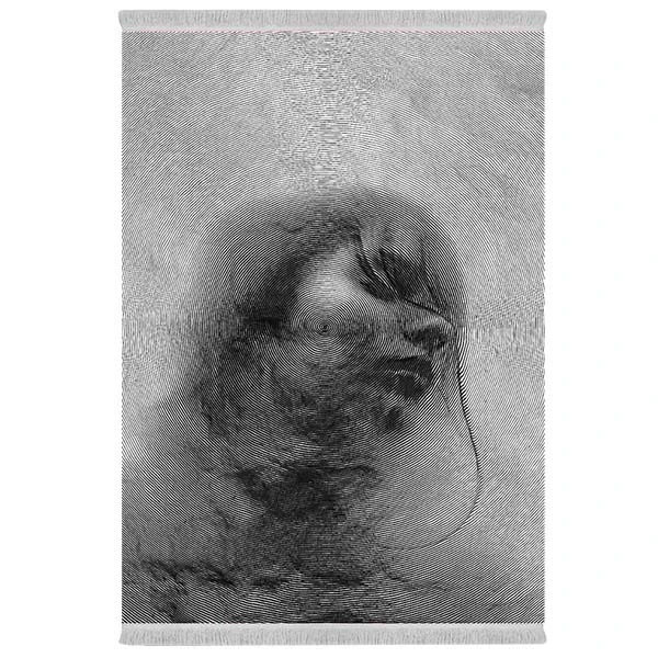 فرش پارچه‌ای دفه مدل فرشینه شانل مخمل طرح فانتزی کد 7292