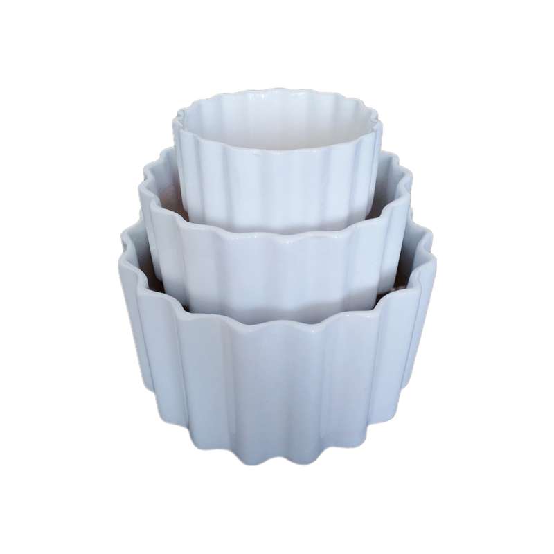 گلدان سرامیکی مدل شیار کد w300 بسته 3 عددی