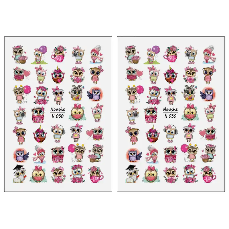 برچسب لنز ناخن مدل جغد کد N030 مجموعه 2 عددی