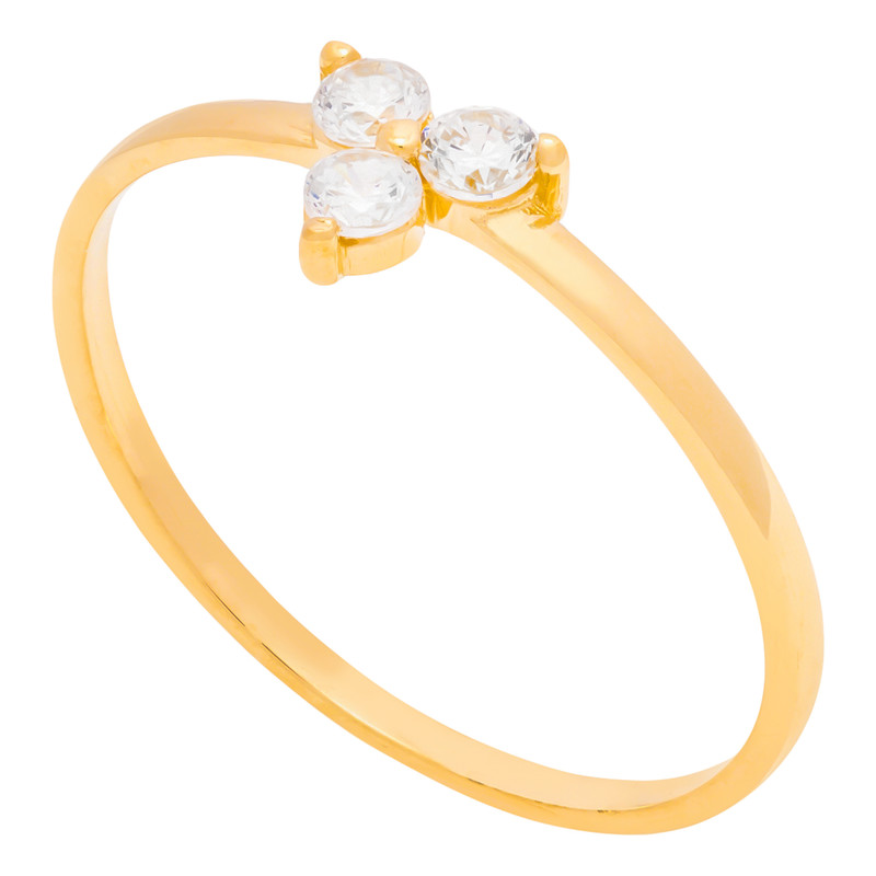 انگشتر طلا 18 عیار زنانه وی گالری مدل سه نگین کد R0212 سایز 55