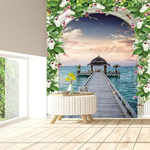 پوستر دیواری سه بعدی مدل منظره پل چوبی کلبه کد DVRF2520