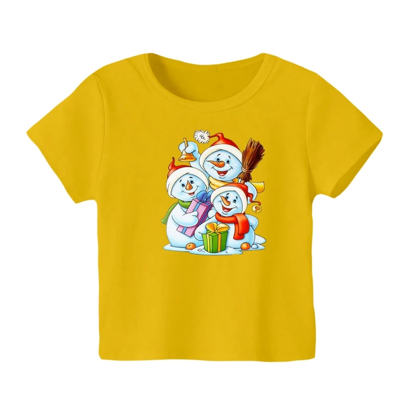 تی شرت آستین کوتاه بچگانه مدل آدم برفی کریسمس کد 1