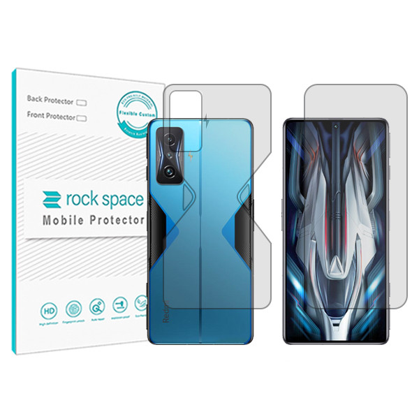 محافظ صفحه نمایش شفاف راک اسپیس مدل HyGEL  مناسب برای گوشی موبایل شیائومی Redmi  K50 Gaming به همراه محافظ پشت