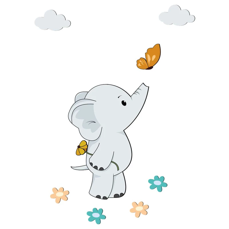 استیکر چوبی کودک باروچین مدل فیل و پروانه کد 6060 مجموعه 8 عددی