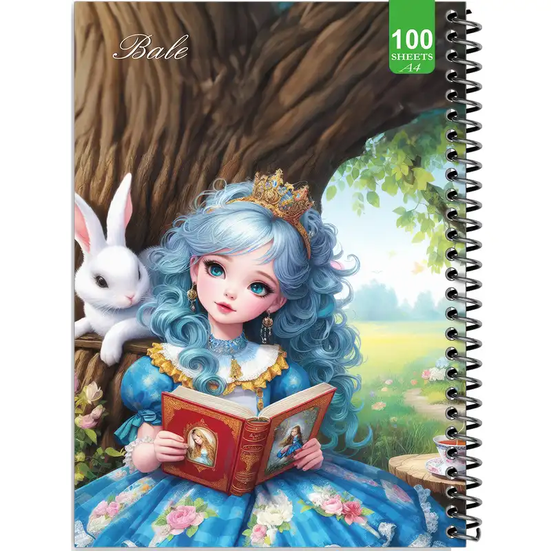 دفتر نقاشی 100 برگ بله مدل رحلی طرح فانتزی دخترانه کد A4-N328