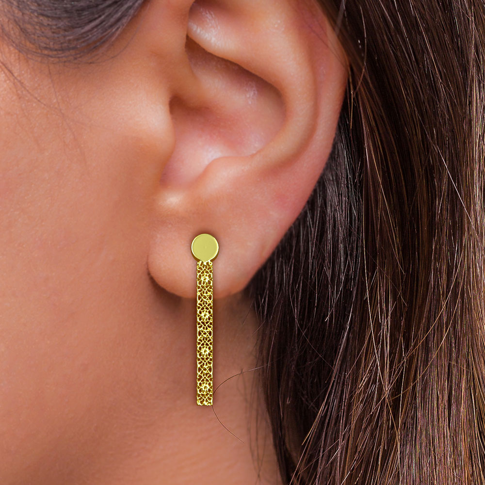 گوشواره طلا 18 عیار زنانه مدوپد مدل هندسی کد GA1-13915