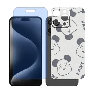 Glass Together model anti blue screen protector suitable for Apple iPhone 15 Pro Max mobile phone with cover sticker on the back of the phone