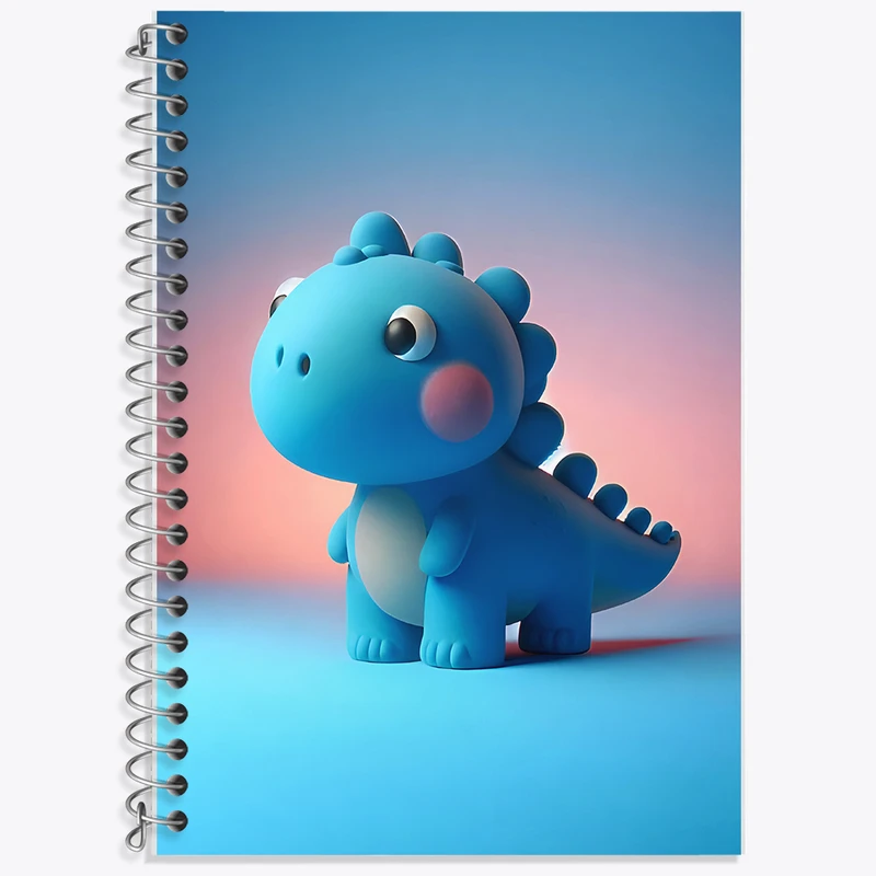 دفتر زبان 50 برگ خندالو مدل دو خط طرح دایناسور کیوت کد F7992