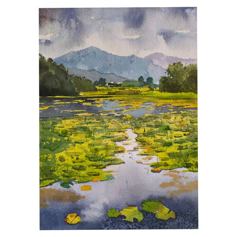 نقاشی آبرنگ طرح تالاب کد 79