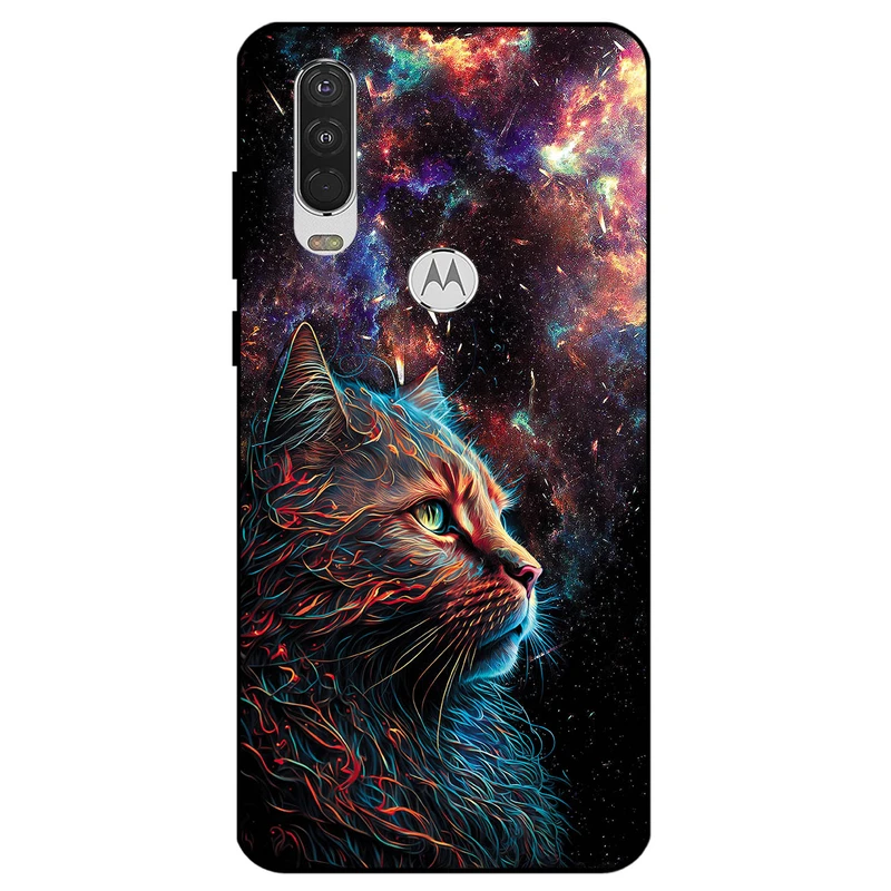 کاور مگافون طرح گربه کهکشانی مدل 4203 مناسب برای گوشی موبایل موتورولا Moto One Action