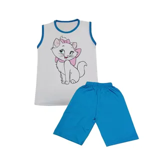 ست تاپ و شلوارک بچگانه مدل گربه اشرافی کد STb4012