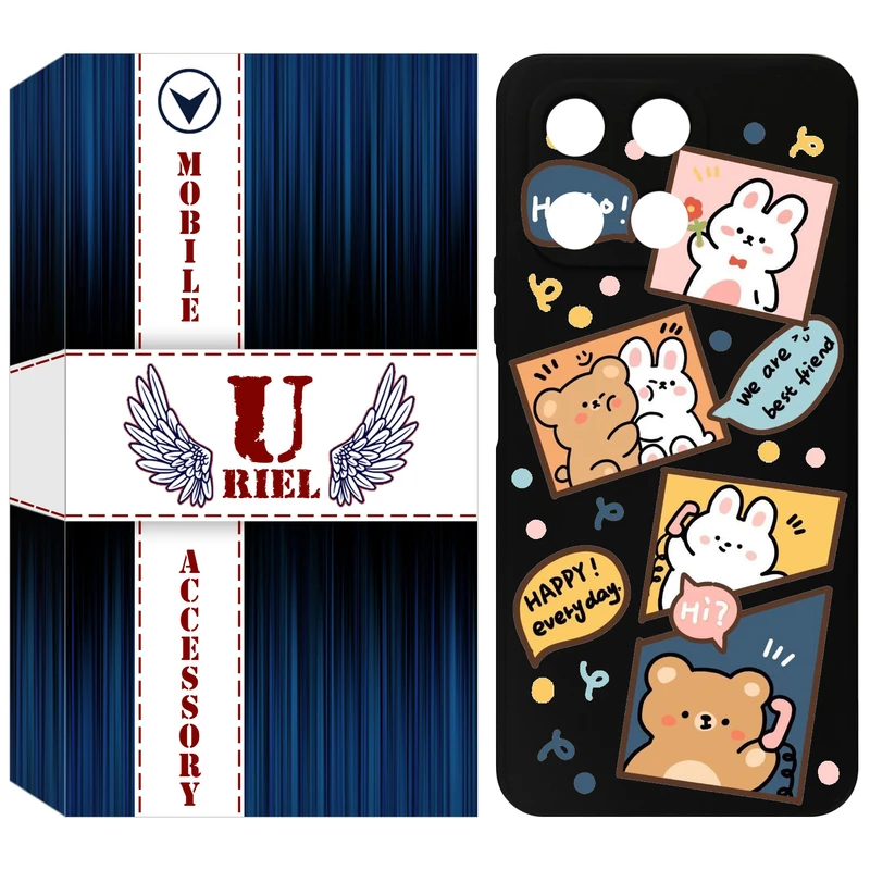 کاور یوریل مدل KSH کد 19 طرح خرگوش و خرس مناسب برای گوشی موبایل آنر X6A / X6A Plus