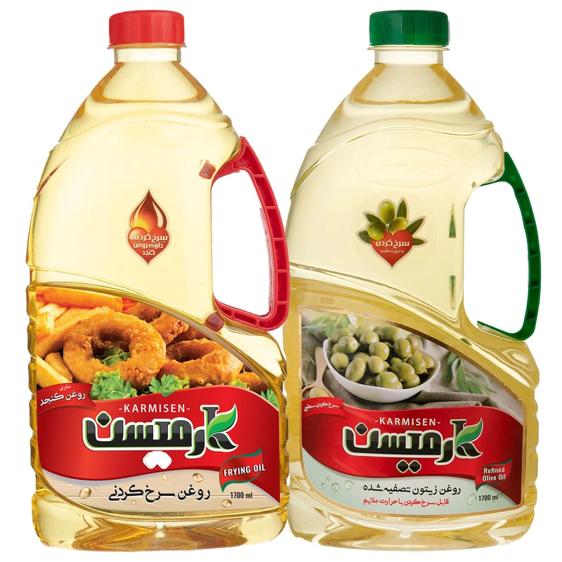 روغن سرخ کردنی پایه کنجد و زيتون تصفيه کارمیسن - 1.7 ليتر مجموعه 2 عددي
