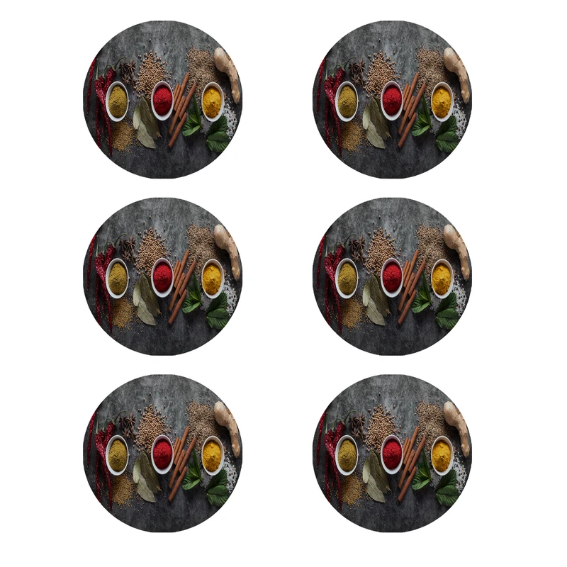 زیر لیوانی طرح ادویه کد 8315 بسته 6 عددی