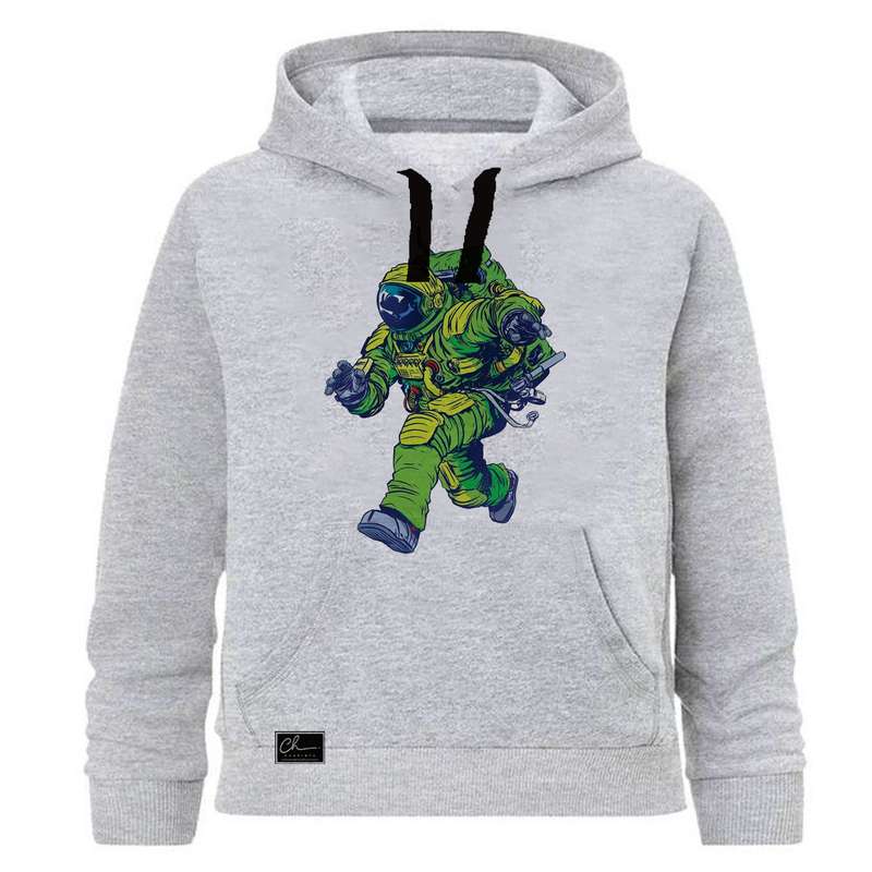 هودی پسرانه چاپیستا طرح فضانورد کد J12 رنگ طوسی