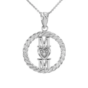 گردنبند نقره زنانه قیراط طرح MOM کد GH4425