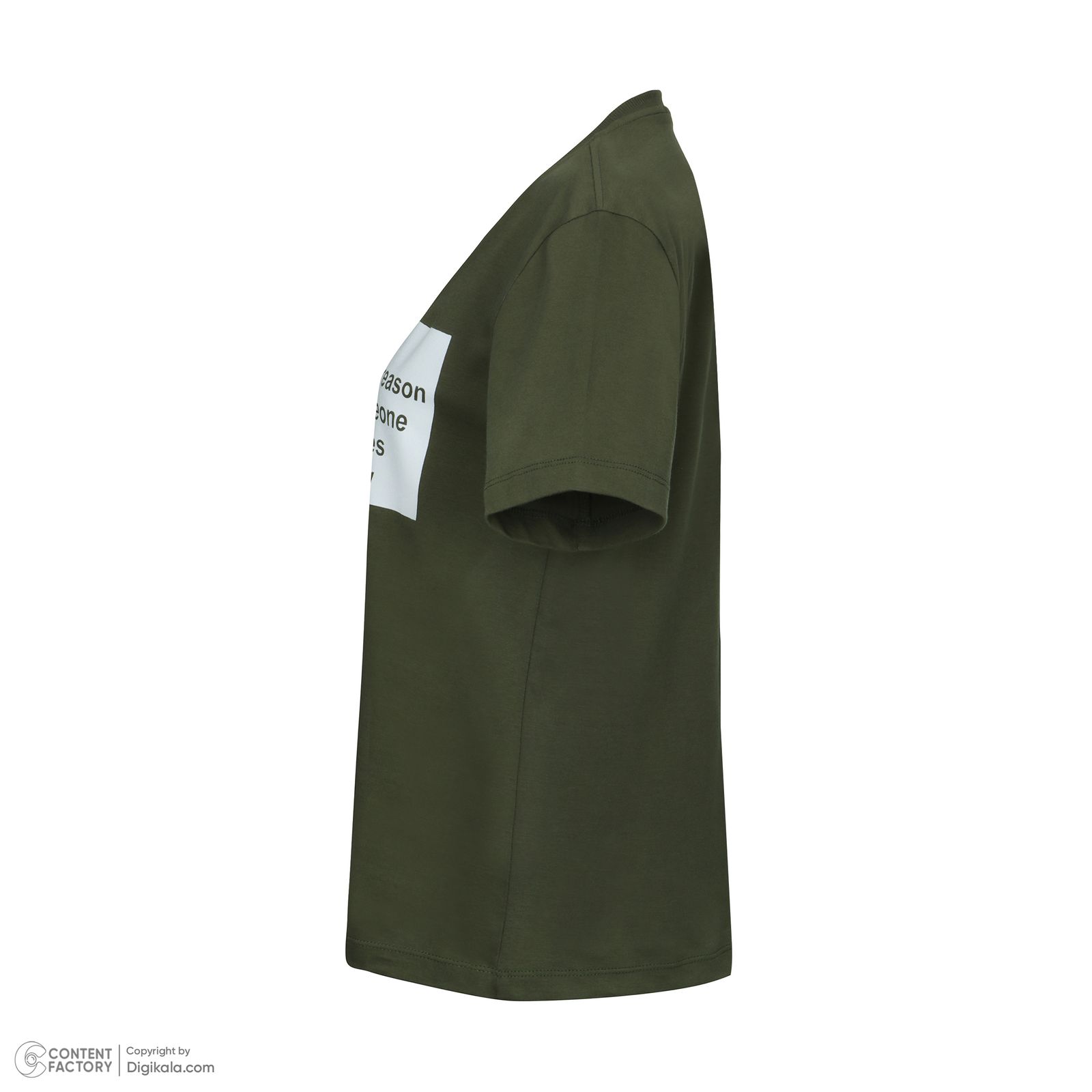 تی شرت آستین کوتاه زنانه پاتن جامه مدل  نخی 131631020298335 رنگ سبز تیره -  - 3