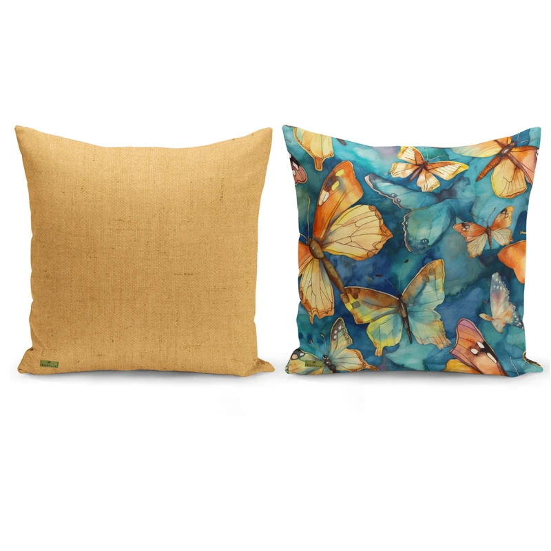 کاور کوسن ریحانلوکس مدل پروانه کد RH113 سایز 43*43 سانتی متر مجموعه دو عددی