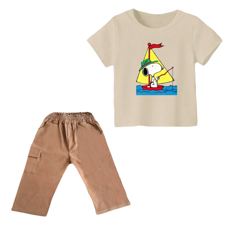 ست تی شرت و شلوارک پسرانه مدل اسنوپی کد ۷۶