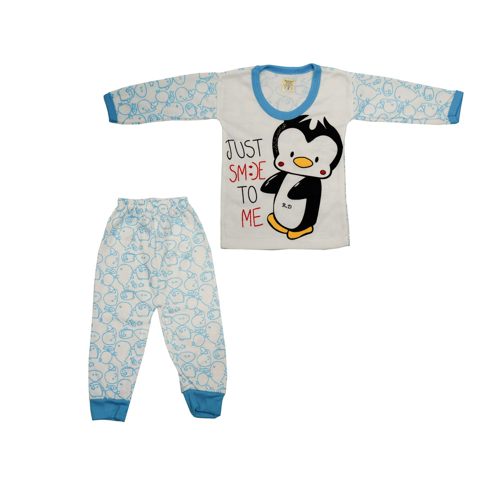 ست تی شرت و شلوار نوزادی مدل پنگوئن دریایی -  - 1