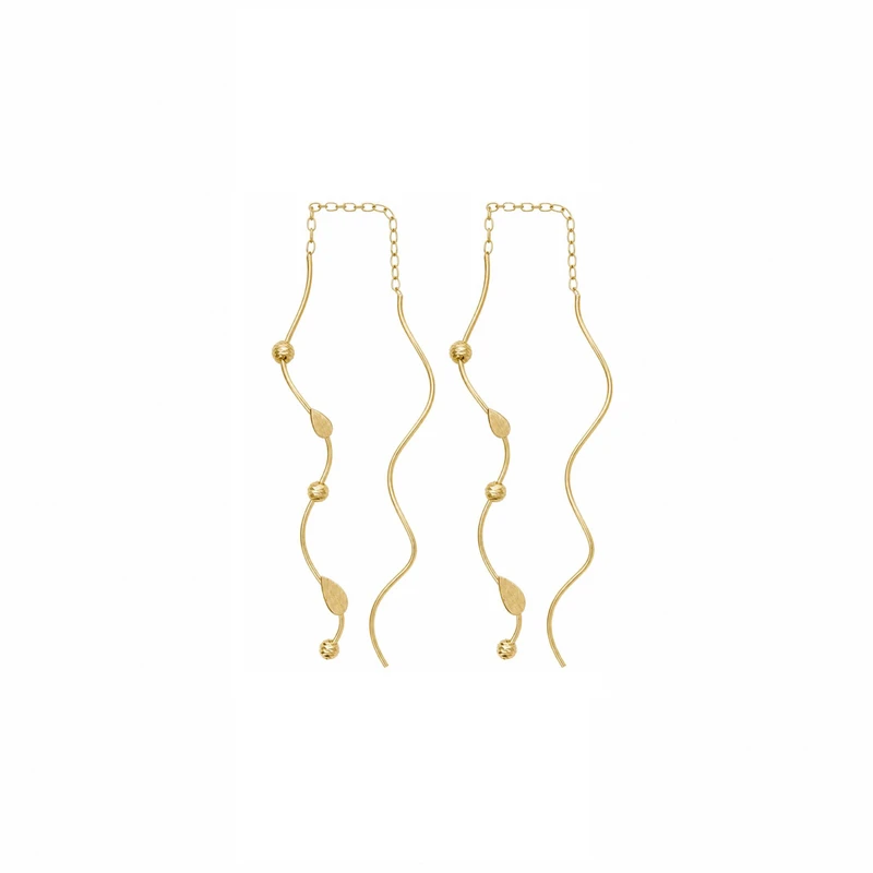 گوشواره بخیه‌ای طلا 18 عیار زنانه مان گالری مدل پیچک قطره کد EA01-0031900