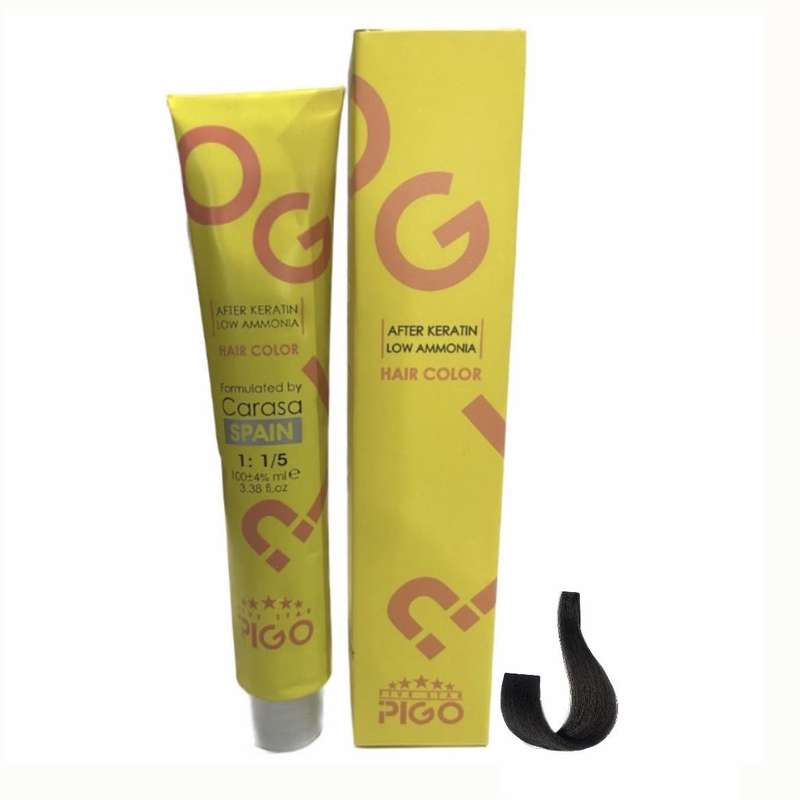 رنگ مو پیگو شماره 1-4  بدون سولفات  100 میلی لیتر رنگ قهوه ای دودی متوسط