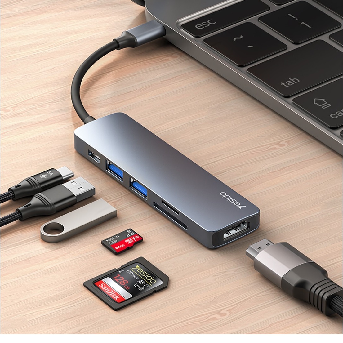 هاب 6 پورت USB-C یسیدو مدل HBII