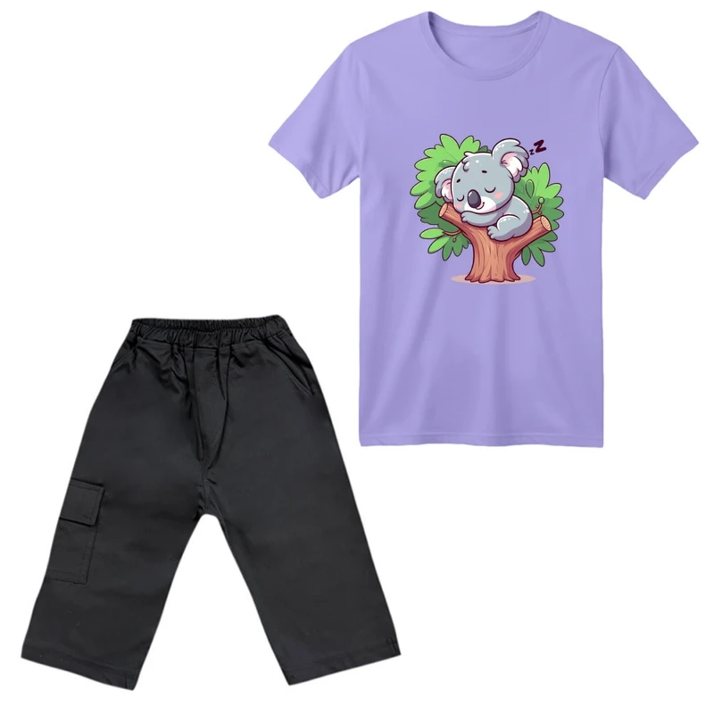 ست تی‌شرت آستین کوتاه و شلوارک پسرانه مدل کووالا کد 03