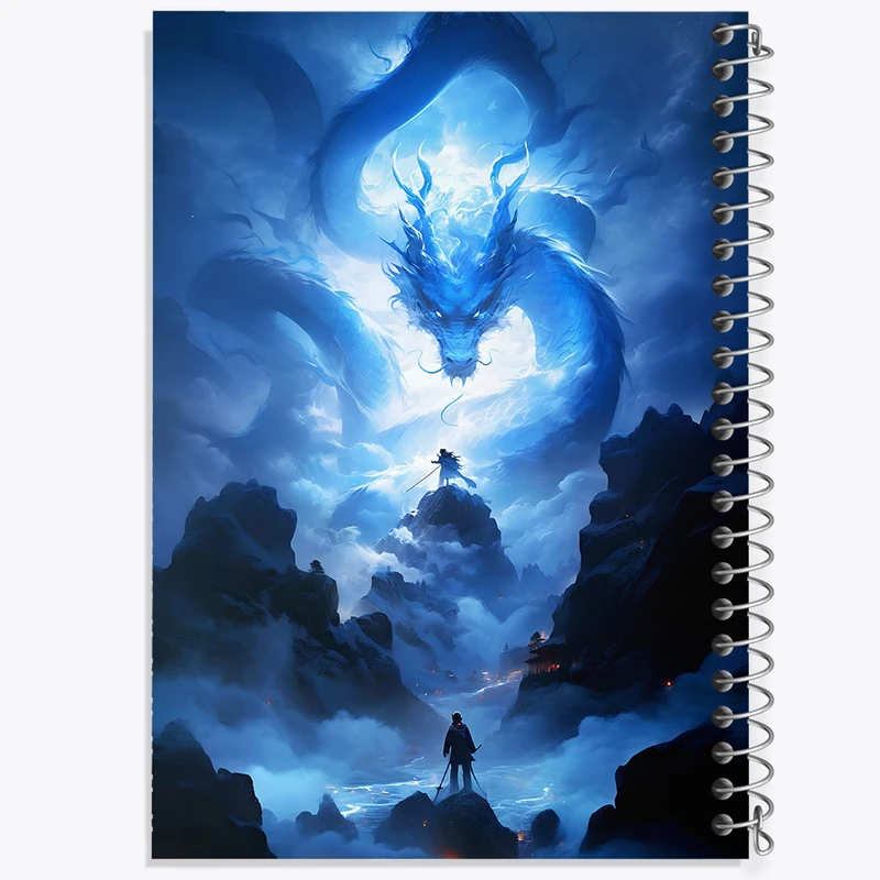 دفتر ژورنال نویسی 50 برگ خندالو مدل نقطه ای طرح اژدهای آبی کد N4128