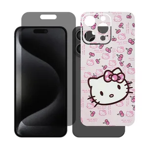 Glass Together model privacy screen protector suitable for Apple iPhone 15 Pro Max mobile phone with cover sticker on the back of the phone