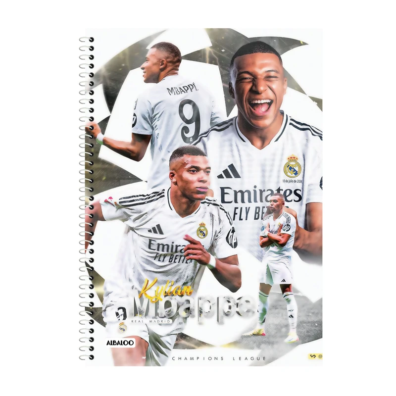 دفتر زبان 100 برگ آلبالو طرح امباپه کد 2046