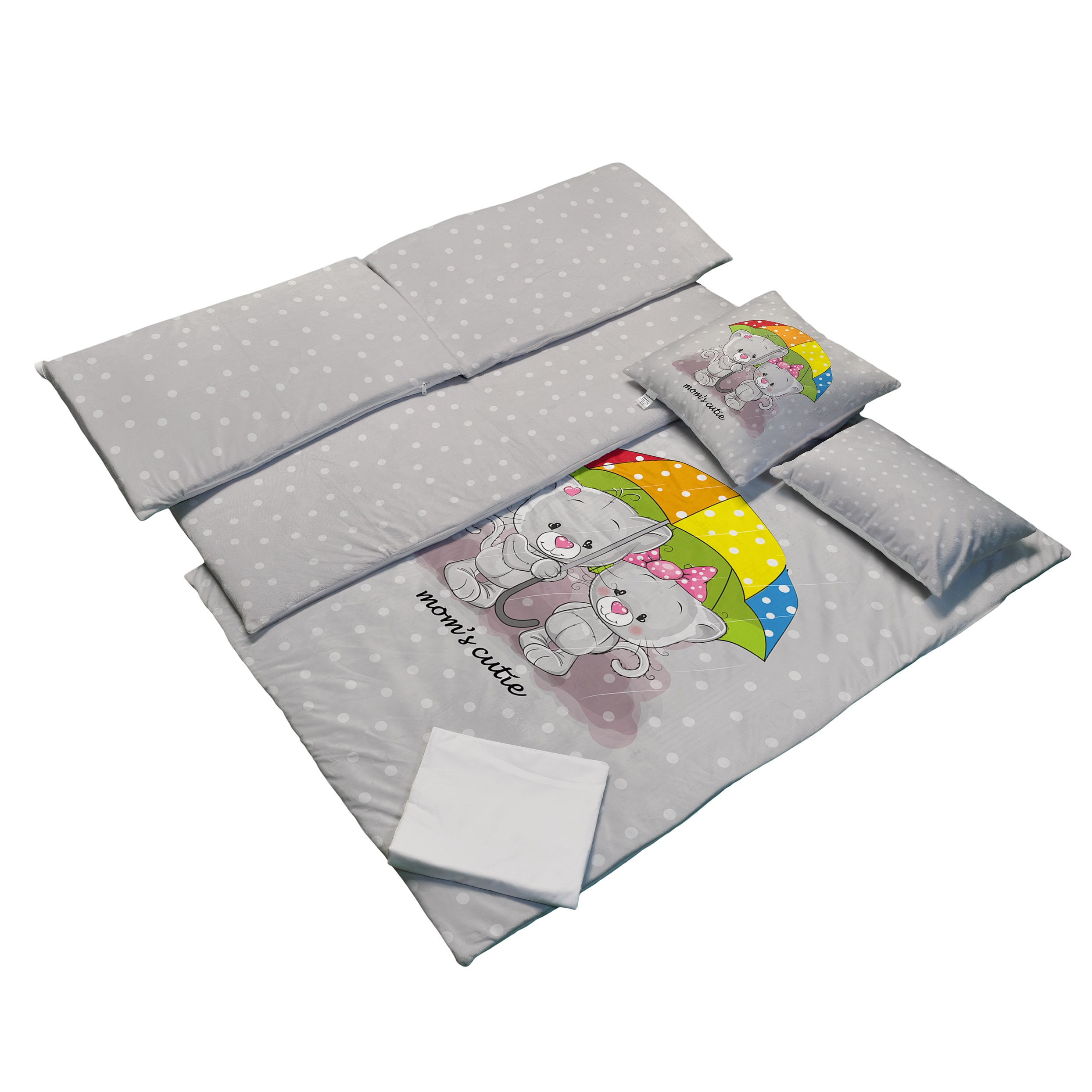 سرویس خواب 7 تکه کودک مامزکیوتی مدل گربه چتری SK2