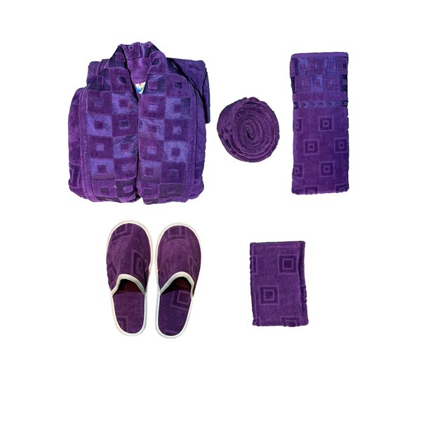 سرویس حوله پالتویی 4 تکه ماندگار مدل هندسی